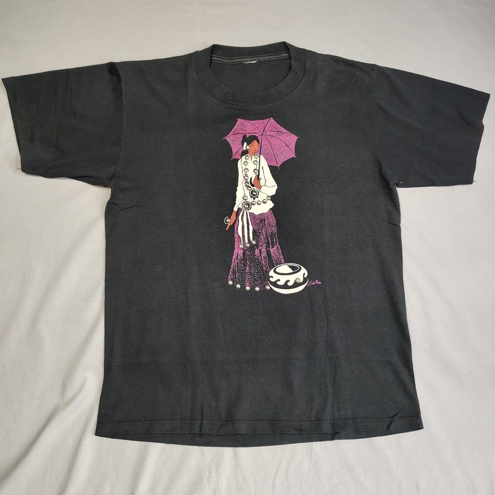 VINTAGE 1988 Lida Southwestern Studded Graphic T-Shirt Medium Single Stitch